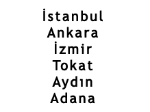 İstanbul, Ankara, İzmir, Tokat, Aydın, Adana Yurtları Aramızda